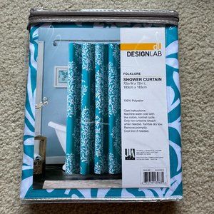 Blue and White "Folklore" Shower Curtain